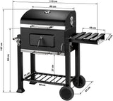 Charcoal Barbecue with Thermometer, Grill Cover and Fire Bowl Powder-Coated Stainless Steel