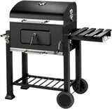 Charcoal Barbecue with Thermometer, Grill Cover and Fire Bowl Powder-Coated Stainless Steel