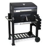 BBQ Charcoal Trolley, Side Shelf, Grill Thermometer, Height Adjustment