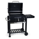 BBQ Charcoal Trolley, Side Shelf, Grill Thermometer, Height Adjustment