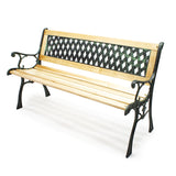 Garden bench Inge wood and cast iron in lattice pattern outdoor seat