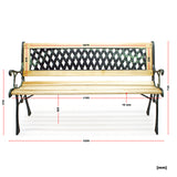 Garden bench Inge wood and cast iron in lattice pattern outdoor seat