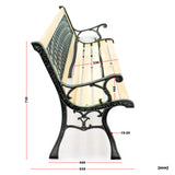 Garden bench Inge wood and cast iron in lattice pattern outdoor seat