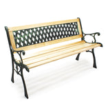 Garden bench Inge wood and cast iron in lattice pattern outdoor seat