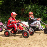 Kids racing car go kart cart with rubber wheels Black