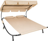 Double Sun Lounger with Sun Canopy and 2 Cushions for 2 People  ..Various Colours