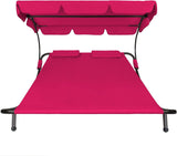 Double Sun Lounger with Sun Canopy and 2 Cushions for 2 People  ..Various Colours