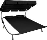 Double Sun Lounger with Sun Canopy and 2 Cushions for 2 People  ..Various Colours