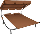 Double Sun Lounger with Sun Canopy and 2 Cushions for 2 People  ..Various Colours