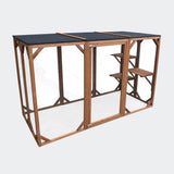 Wooden Outdoor Pet Playpen for Cats 180x80x111.8 cm with 3 Platforms