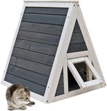Weatherproof Wooden Cat House 51 x 50.5 x 48.5 cm with Entrance and Escape Door
