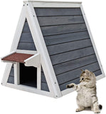 Weatherproof Wooden Cat House 51 x 50.5 x 48.5 cm with Entrance and Escape Door
