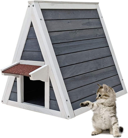 Weatherproof Wooden Cat House 51 x 50.5 x 48.5 cm with Entrance and Escape Door