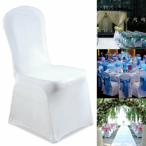 Set of 10 X Chair Covers Universal Stretch White Stretch Chair Cover