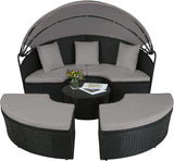 Rattan Sun Island with Foldable Sun Canopy