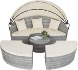 Rattan Sun Island with Foldable Sun Canopy