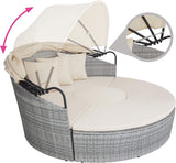 Rattan Sun Island with Foldable Sun Canopy