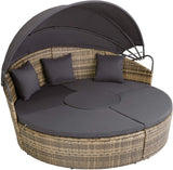 Rattan Sun Island with Foldable Sun Canopy