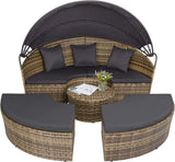 Rattan Sun Island with Foldable Sun Canopy