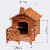 Outdoor Wooden Cat House Cat Shelter Weatherproof with Terrace