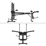 Foldable Weight Bench Adjustable, Barbell Rack, Arm & Leg Curl Station