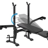 Foldable Weight Bench Adjustable, Barbell Rack, Arm & Leg Curl Station