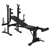 Foldable Weight Bench Adjustable, Barbell Rack, Arm & Leg Curl Station