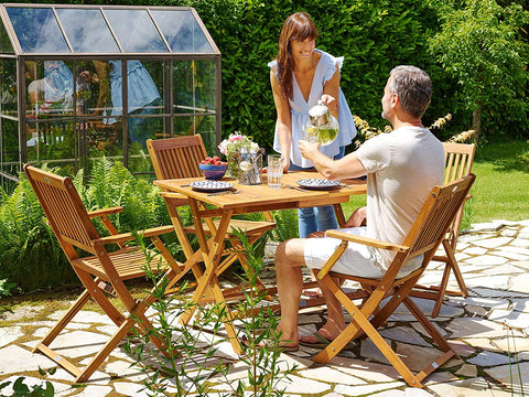 Garden Furniture Set 5 Pieces Acacia Wood Folding Table and Chair