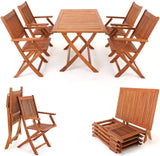 Garden Furniture Set 5 Pieces Acacia Wood Folding Table and Chair
