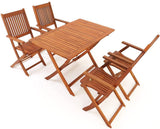 Garden Furniture Set 5 Pieces Acacia Wood Folding Table and Chair