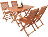 Garden Furniture Set 5 Pieces Acacia Wood Folding Table and Chair