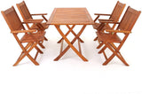 Garden Furniture Set 5 Pieces Acacia Wood Folding Table and Chair