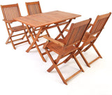 Garden Furniture Set 5 Pieces Acacia Wood Folding Table and Chair