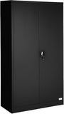 Black  Filing Cabinet with Compartments, Lockable, 2 Double Doors,