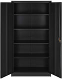 Black  Filing Cabinet with Compartments, Lockable, 2 Double Doors,