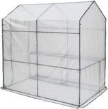 Greenhouse with PVC cover and metal frame