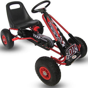 Kids racing car go kart cart with rubber wheels