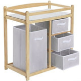 Baby toddler changing table unit station storage drawers pad mat wood + 4 baskets