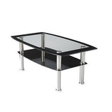 Rectangular black / clear glass table