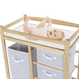 Baby toddler changing table unit station storage drawers pad mat wood + 4 baskets