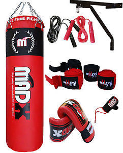 5ft Heavy  Boxing Punch Bag Set,Gloves,Bracket,Chains