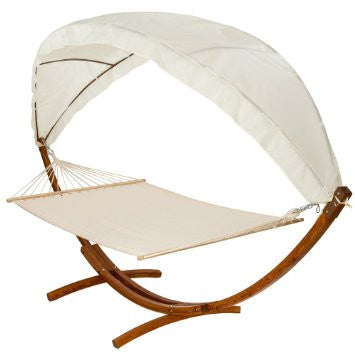 HARD WOOD DOUBLE HAMMOCK WITH HAMMOCK FRAME WOODEN ARC STAND