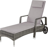 Garden Lounger with 6 Heights Adjustable with Rubber Wheels