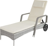 Garden Lounger with 6 Heights Adjustable with Rubber Wheels