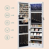 Make-Up Cabinet With 6 LEDs, Lockable Wall Cabinet With Mirror