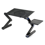 Portable Laptop Desk, 360° Tabletop Height Adjustable, Fan, Mouse Tray