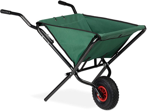 Green Folding Garden Wheelbarrow Holds up to 30 kg