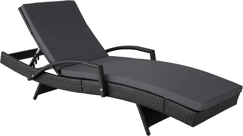 Aluminum Polyrattan Sun Lounger Weather-Resistant Lightweight and Stable with 5-Way Adjustable Backrest