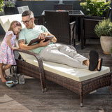 Garden Lounger with 6 Heights Adjustable with Rubber Wheels