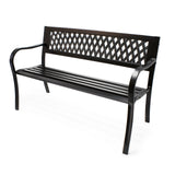 Metal Garden Bench with Lattice Design Back